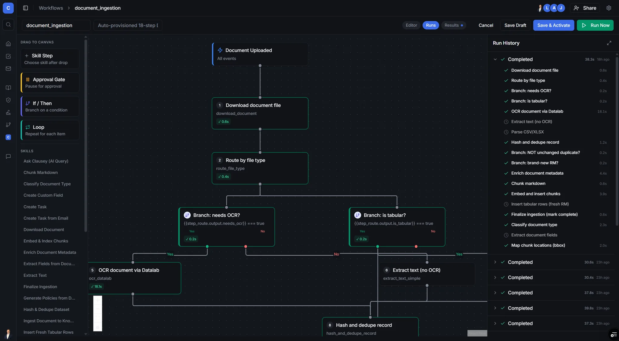 The Clausey visual workflow builder